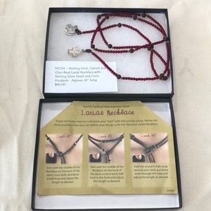 Silpada SS & Garnet bead Lariat necklace N1294